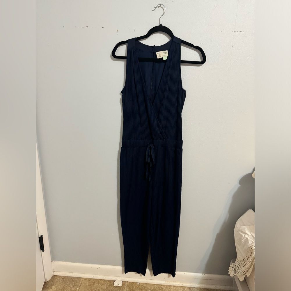 Anthropologie Navy Blue Sleeveless Jumpsuit